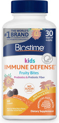 Biostime Kids immune support gummies|(Ages 4+) | Includes Vitamins D&C + Zinc & Probiotics | No Added Sugar |Kids Immune Defense Fruity Bites | Free from top 9 allergens | 60 Count