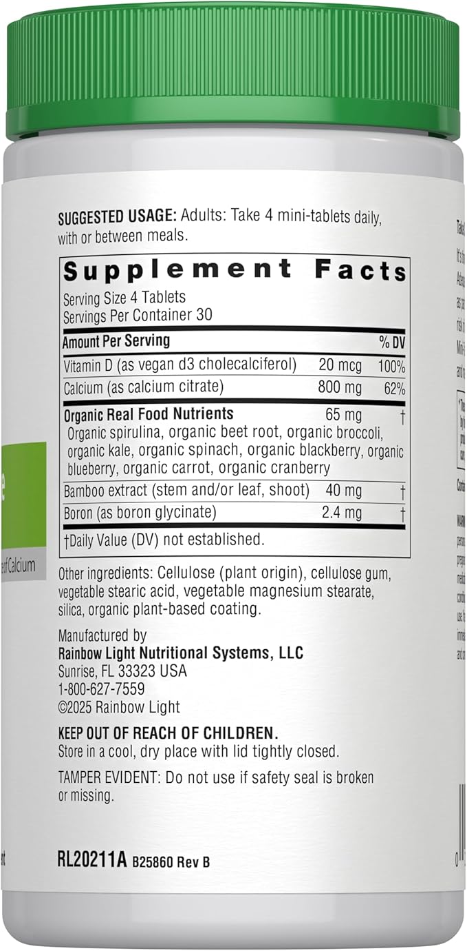 Rainbow Light Calcium Citrate Tablets with Vitamin D, Dietary Supplement Provides High-Potency Bone Health Support, with Calcium and Vitamin D, Vegetarian and Gluten Free, 120 Count