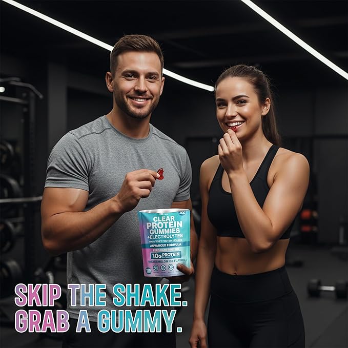 Zero Carb 100% Clear Whey Isolate Protein Gummies + Electrolyte | 300g Total Protein per Bag | Plant Based Ingredients with Vitamins for Men & Women Gluten Free Non-GMO | Watermelon |120 Count