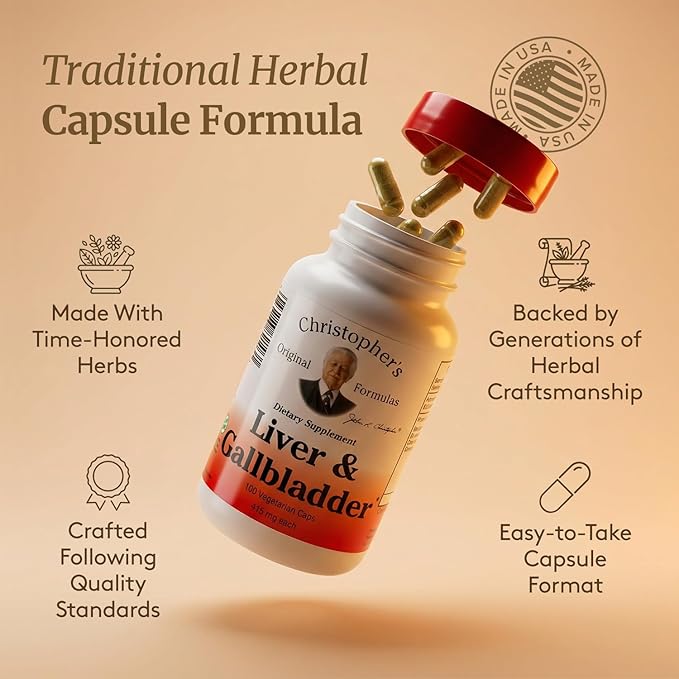 Christopher's Original Formulas Liver & Gallbladder Formula Capsules - Gallbladder Supplements with Digestive Enzymes & Natural Herbs
