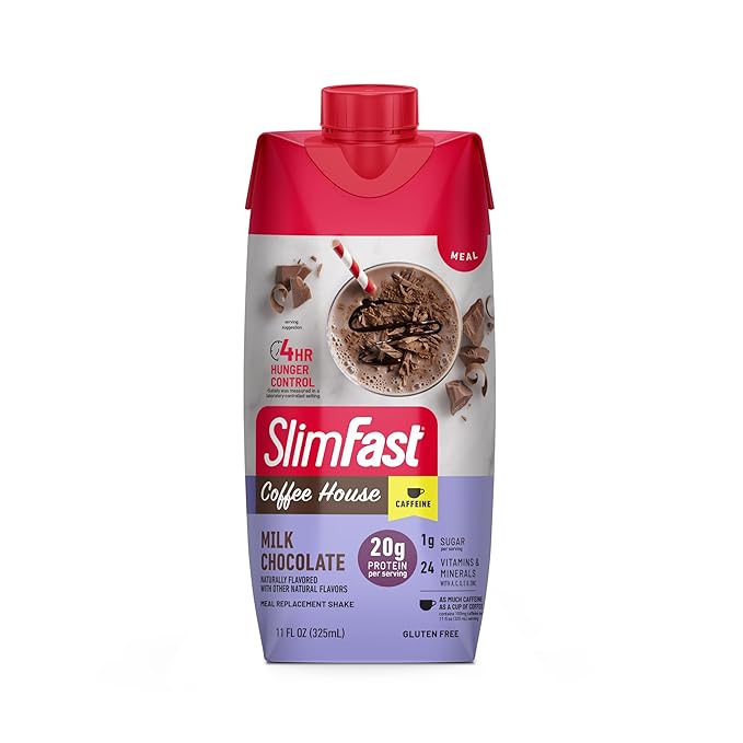 SlimFast Shake,NEW Milk Chocolate- 20g Protein,Meal Replacement Shake Ready to Drink,High-Protein with Low Carb and Low Sugar,24 Vitamins and Minerals,11 Fl Oz,(Pack of 24)