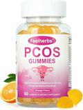 PCOS Gummies for Women Menstrual Cycle & Hormonal Balance, 60 Count Ovarian Support Gummies with Myo-Inositol, Folate and Vitamins, Orange Flavor PCOS Vitamins Gummies Helps Fertility and Ovulation