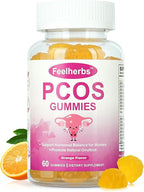 PCOS Gummies for Women Menstrual Cycle & Hormonal Balance, 60 Count Ovarian Support Gummies with Myo-Inositol, Folate and Vitamins, Orange Flavor PCOS Vitamins Gummies Helps Fertility and Ovulation