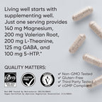 Sports Research® Sleep Complex- Melatonin-Free Vegan Capsules - with Valerian Root, GABA, L-Theanine, Magnesium & 5-HTP - 30 Servings