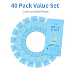 40 Pcs Body Wipes Individually Wrapped (9.29" x 8"), Large Shower Wipes for Adults Bathing No Rinse, Portable Personal Cleansing for Gym, Camping, Hiking, Backpacking,Bulk Homeless Supplies