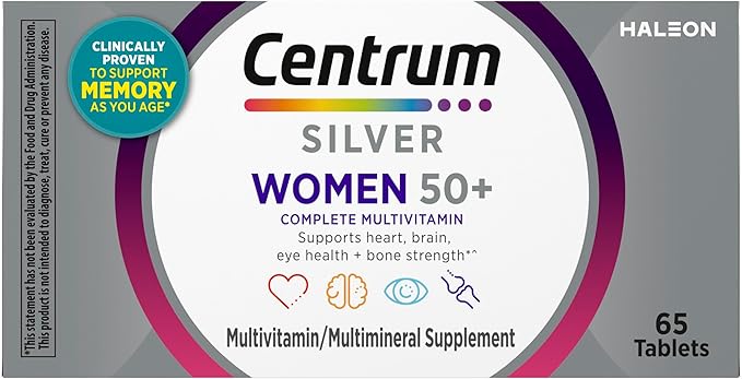 Centrum Silver Women's Multivitamin for Women 50 Plus, Multivitamin/Multimineral Supplement with Vitamin D3, B Vitamins, Non-GMO Ingredients, Supports memory and cognition in older adults - 65 Ct