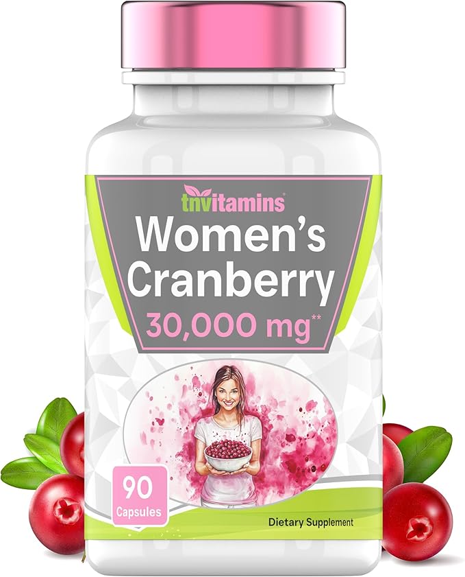 tnvitamins Cranberry Pills for Women: 600 mg of 50:1 Cranberry Concentrate Extract - 90 Capsules | Urinary Tract Health & Support* | Supplement for Women | Non-GMO | Made in the USA!