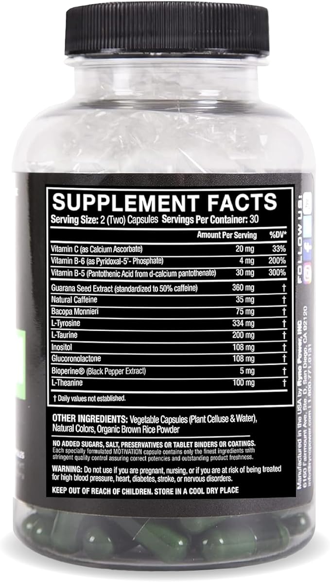 Ryno Power Motivation Pre-Workout Focus Energy Supplement Capsules (30 Servings)