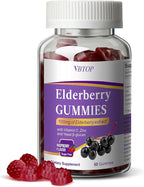 5-in-1 Sambucus Elderberry Immune Gummies, Daily Immune Support for Adults & Kids 4+, with Vitamin C, Zinc, Gluten Free, Vegetarian, Natural Sugar-Free Elderberry Supplement, 60 Gummies