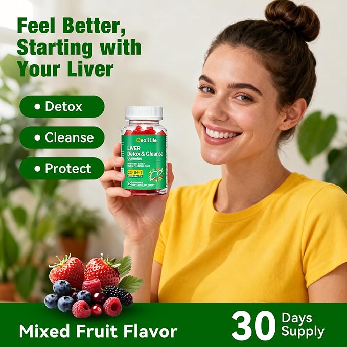 Liver Cleanse Detox & Repair Gummies - 2000mg Milk Thistle Liver Detox Supplement, Liver Support Supplement with Dandelion Root - Mixed Fruit Flavor, 60 Gummies
