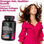 Multi Collagen Hair Pills - Biotin 10,000mcg, Keratin & Hyaluronic Acid - Hair Growth - Hair Skin & Nails Vitamins & DHT Blocker - Vitamin E Folic Acid Pumpkin Seed MSM, Saw Palmetto 60 Vegan Capsules