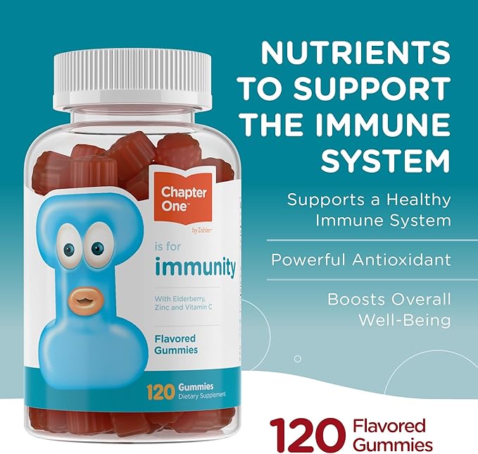 Zahler - Chapter One Immune Support Gummies with Vitamin C, Zinc & Black Elderberry, for Kids & Adults (120 Count), Kosher, Made in USA