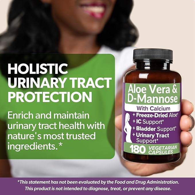 Intimate Rose Aloe Vera Capsules - IC Supplements - 200x Concentrate Pure Aloe Vera + D-Mannose + Calcium - Easy to Swallow Aloe Pills