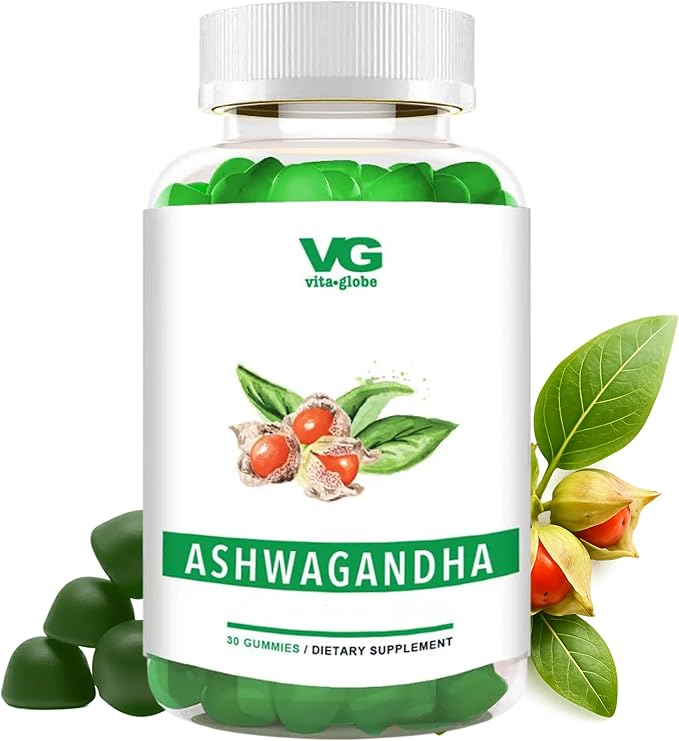 VITA GLOBE Ashwagandha Gummies 25mg with Vitamin D2 100mcg and Zinc 2mg, Ashwagandha for Men and Women, Supplement for Everyday Wellness, Mood Balance and Immune Nutrition, 30 Count, 1 Pack