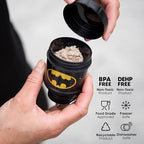Smartshake Justice League Whey2Go Protein Powder Storage Container 50g – BPA Free Shaker Bottle Funnel for Whey Protein Powder - 110ml, DC Comics - Batman
