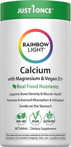Rainbow Light Calcium Complex with Magnesium & Vitamin D3 + | 90 Tablets | Real Food Nutrients | Supports Bone Density & Muscle Health | Vegan Supplement for Men and Women