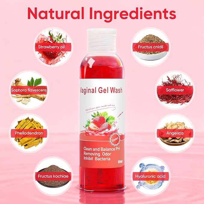 Feminine Wash & Yoni Oil & Yoni Soap Set for Women, Yoni Wash for Ph Balance Remove Odor Moisturizing, 1 Fl.Oz Essential Oil & 5.07 Fl.Oz Strawberry Body Wash 5.29 Oz Yoni Soap Bar