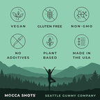 SGC Highest Concentration 100 mg Caffeine per Gummy, 2 Gummies per Pack, 12-Pack Mocca Shots Mint Chocolate Plant-Based Instant Energy with Herbal Nootropics
