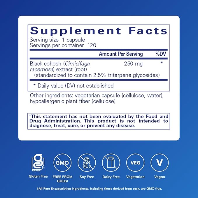 Pure Encapsulations Black Cohosh 2.5 | Hypoallergenic Supplement to Offer Support During Menopause* | 120 Capsules