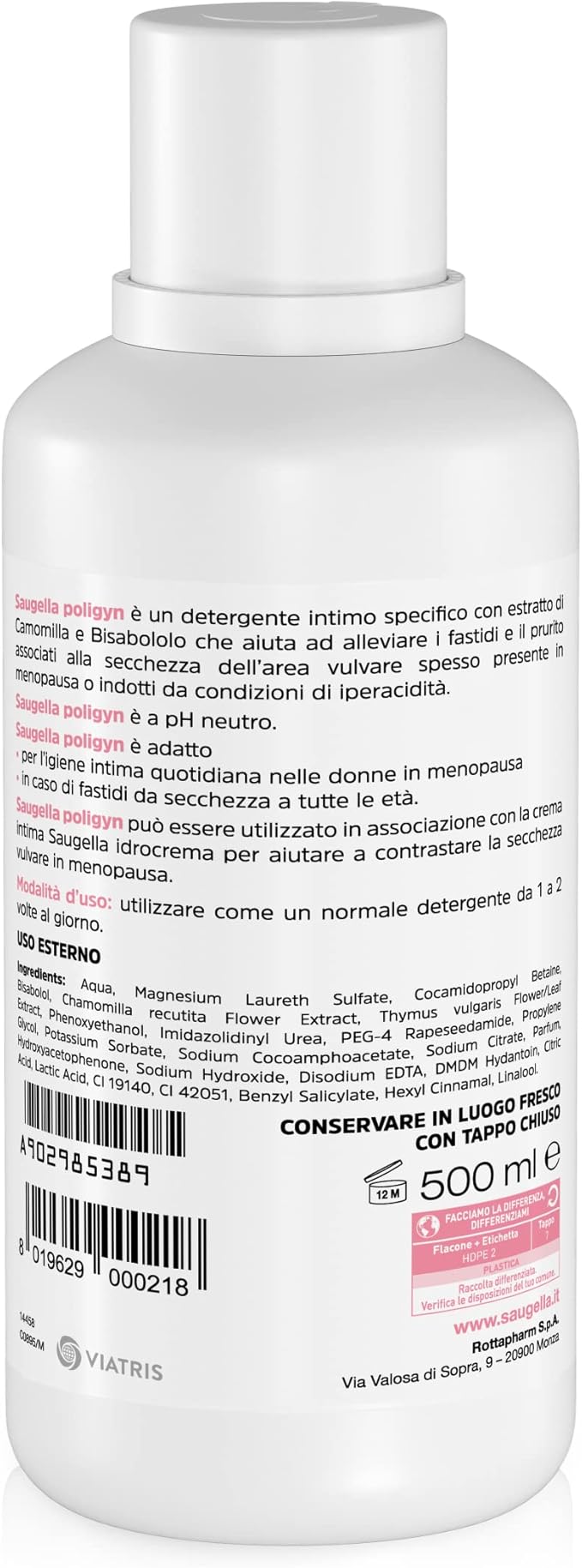 Saugella Poligyn PH Neutral Intimate Cleanser Chamomile, 500ml