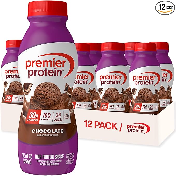 Premier Protein Shake, Chocolate, 30g Protein, No Added Sugar, 24 Vitamins & Minerals to Support Immune Health, 11.5 fl oz, 12 Pack (Packaging May Vary)