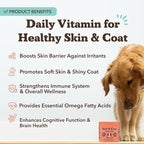 Natural Dog Company Skin & Coat Supplement for Dogs – Omega 3 Salmon Oil, Biotin & Vitamin E Support Shiny Coat, Healthy Skin & Normal Shedding, Promotes Comfort from Occasional Itch, 90 Count