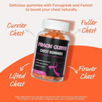 Aromlife Chest Gummies for Enhance Confidence, Bear Shaped Chest Gummies with Herbal Ingredients, 60 Count, Peach Flavor Natural BBL Gummy for Women and Men