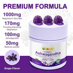 Ashwagandha Gummies & Vitamin D3 Gummies Organic Aswangdha Supplement for Improve Sleep, Stress Relief & Mood Calm (Grape Berry,Non-GMO, Gluten-Free & Sugar Free)-2 Pack