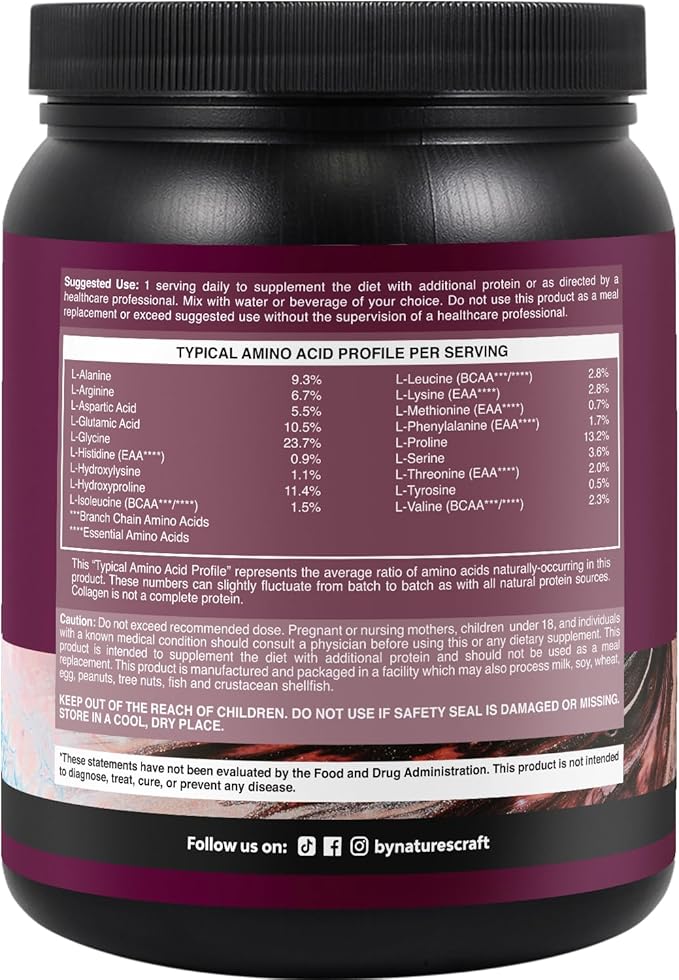 Natures Craft Multi Collagen Protein Powder for Women and Men - Keto Hydrolyzed Collagen Peptides 45 Servings Hair Skin and Nails Vitamins - Unflavored Bovine Type 1 3 for Bone Joint Support - 454g