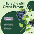 YUM-V'S Iron Gummies - Multivitamin Iron Supplement with Vitamin C, A, B & Zinc, Supports Blood Oxygen, Vegan Supplements for Women, Men & Kids for Growth and Development - Grape Flavor | 60 Count