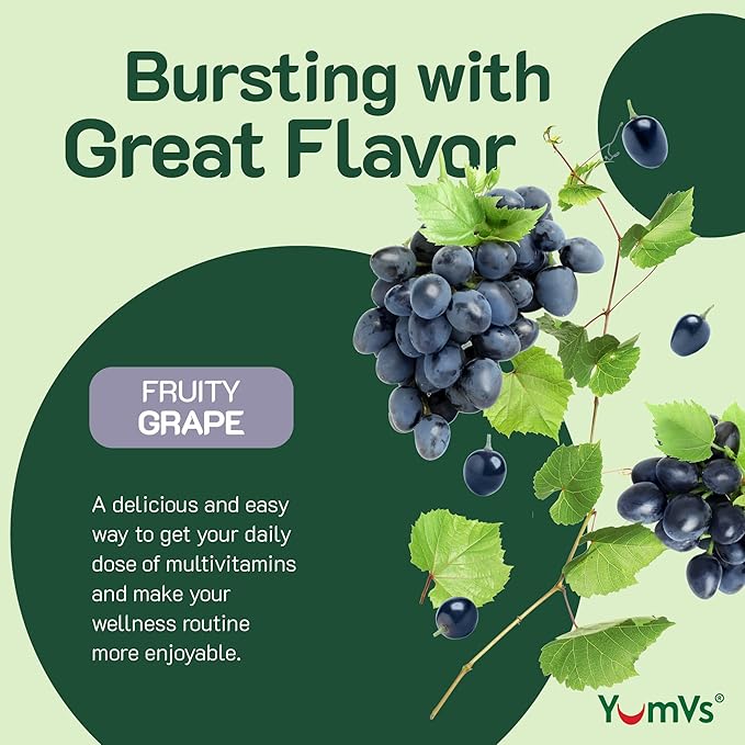 YUM-V'S Iron Gummies - Multivitamin Iron Supplement with Vitamin C, A, B & Zinc, Supports Blood Oxygen, Vegan Supplements for Women, Men & Kids for Growth and Development - Grape Flavor | 2-Pack