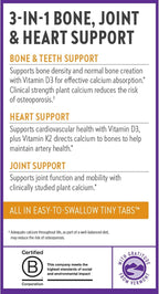 New Chapter Calcium Supplement - Bone Strength Tiny Tabs Plant-Based USDA Organic Calcium with Magnesium, Vitamin D3+K2, for Bone Health & Joint Mobility, Heart Support, 905 mg dose - 120 Tiny Tabs