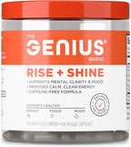 The Genius Brand Genius Rise+Shine - Nootropic Energy Formula with EnXtra, Rhodiola rosea, Cordyceps Mushroom & Theobromine - Caffeine-Free Formula - 60 Veggie Capsules