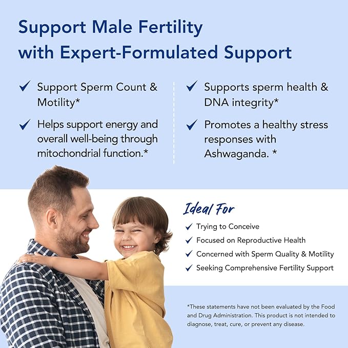Premom Male Sperm Fortify Capsules - Male Fertility Supplements for Men - Prenatal Vitamins for Women Bundle – Conception for Her Multivitamin – 120 Count