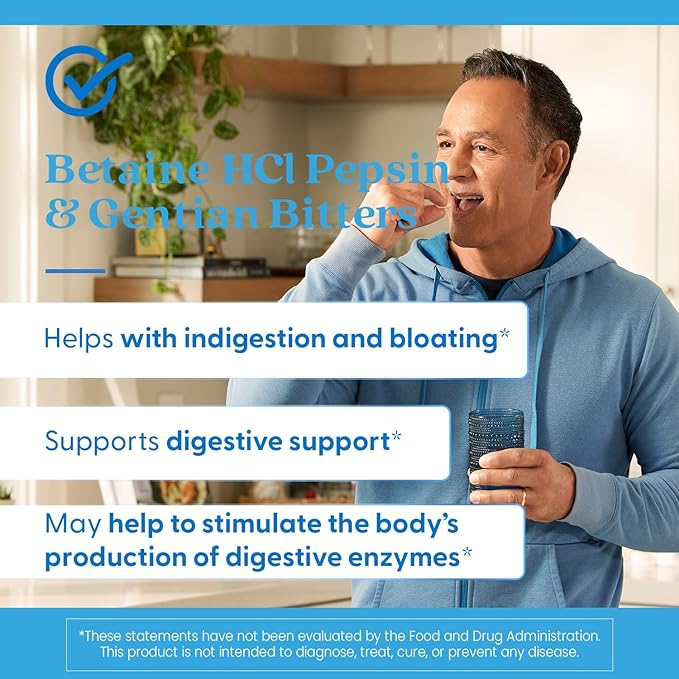 Doctor's BEST Betaine HCI Pepsin & Gentian Bitters,Digestive Enzymes for Protein Breakdown & Absorption,Non-GMO,Gluten Free,360 Count (Pack of 2)