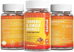 Turmeric Curcumin Gummies 500mg for Adults, with Black Pepper, Ginger Root, Vitamine C, Low Sugar Fruit Gummies, Orange Flavor - 60 Counts