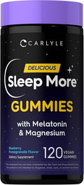 Carlyle Sleep Gummies with Melatonin and Magnesium | 120 Count | Blueberry Pomegranate Flavor | Support Complex with L-Theanine | Vegan, Non-GMO, Gluten Free