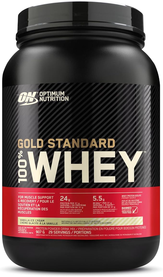 Optimum Nutrition Gold Standard 100% Whey Protein Powder, Vanilla Ice Cream, 2 Pound (Packaging May Vary) (Pack of 6)