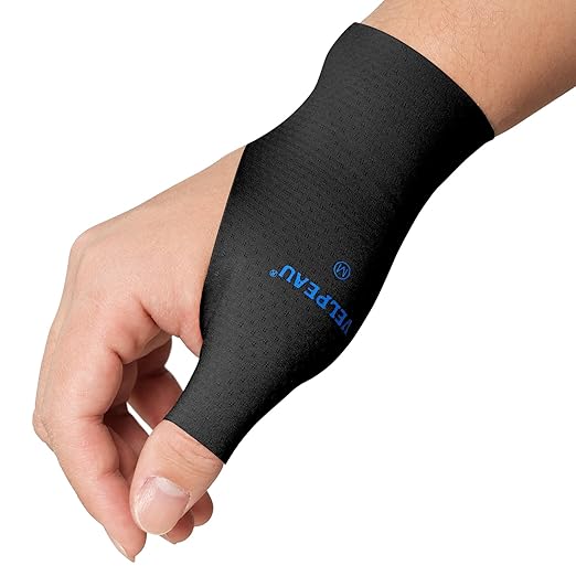 VELPEAU Thumb and Wrist Compression Sleeve for Tendonitis (Pack of 2), Seamless Technology, Gloves Wraps for Arthritis Pain Relief for Women & Men, Splint Liner, Fits Both Hands (Black, Long Version, M)