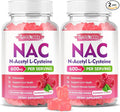 MEENCCD 2 Pack NAC Gummies, N Acetyl Cysteine 600mg NAC Supplement for Antioxidants & Immune Support, Sugar-Free, Raspberry Flavor, 120 Count