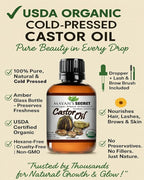 Certified Organic Castor Oil by Mayan's Secret: Nourishing and Strengthening Oil for Hair and Skin