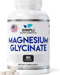 Magnesium Glycinate 400mg per Serving – High Absorption – Gentle on Stomach – Supports Sleep, Relaxation, Muscle, Bone & Immune Health – Non-GMO, Vegan, 180 Capsules