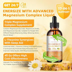 GREENPEOPLE 17-in-1 Triple Magnesium Complex Supplement,Magnesio Liquid Drops with Magnesium Glycinate & Citrate,Pineapple Flavor,Calm Mood,Muscle & Sleep for Adults,4 fl. oz 2Pack