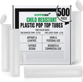 Kopperko Travel Pill Bottles (116mm, 4.6 Inch 500-Pack) | Small Child Proof Container | Mini Storage Tube for Spices | Airtight, UV Resistant & Waterproof (White Plastic)