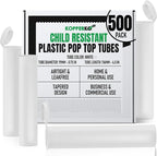 Kopperko Travel Pill Bottles (116mm, 4.6 Inch 500-Pack) | Small Child Proof Container | Mini Storage Tube for Spices | Airtight, UV Resistant & Waterproof (White Plastic)