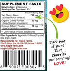 Tart Cherry Capsules Grown in USA - Lumberjack Strength Blend - Tart Cherry Powder with Bilberry (60 Count)