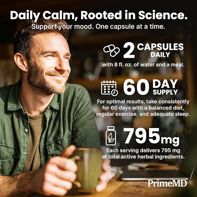 PrimeMD 5-in-1 Cortisol Supplement with Ashwagandha - Herbal Supplements with Shilajit Extract, Magnesium Glycinate, Probiotics (120 ct, Pack of 3)
