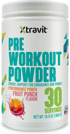 Pre Workout Fruit Punch Powder - Thermogenic Gym Supplement for Men & Women - Support Energy, Lean Muscle Growth, & Nutrition - Non GMO, Filler Free, 38.8 oz., 30 Servings