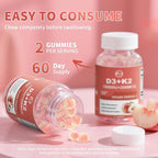 M inch Vitamin D3 K2 Gummies, Vitamin D3 10000IU, K2 (MK-7) 200mcg, 6-in-1 Vitamina D3 Con K2 Supplement with Omega-3, Magnesium and Calcium for Bones, Teeth & Immune Support, Sugar Free, 2 Packs