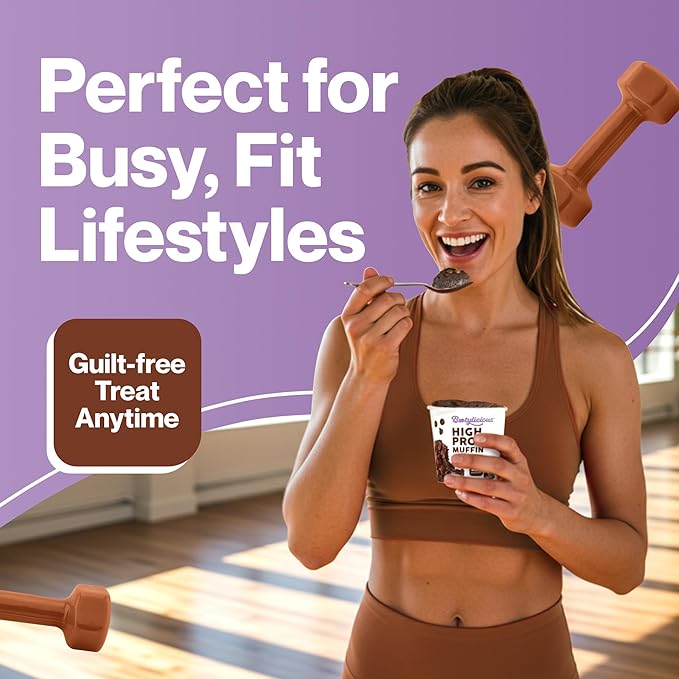 Bootylicious | 25g Protein Muffin | Double Chocolate | Low Carb, 16g-18g Fiber, Low Glycimic Index, Low Sugar, 2.75oz Cup, 12-Pack